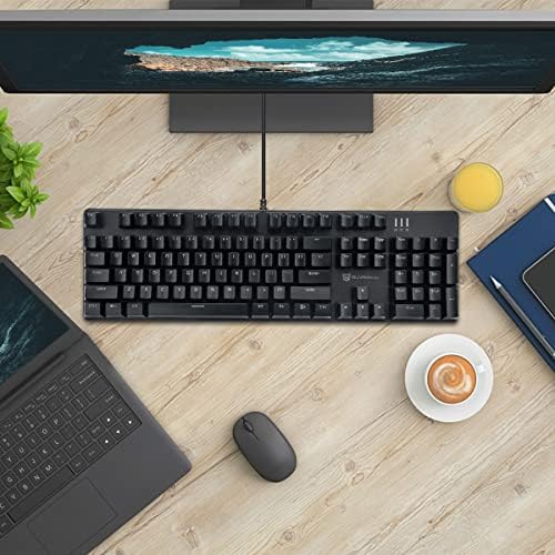 Qisan 104 Mechanical Keyboard for Gaming | Large Size USB White Backlit Gamin...