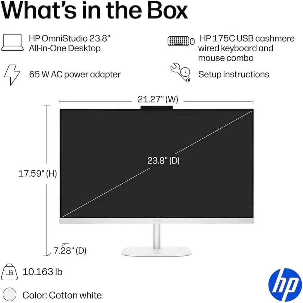 HP OmniStudio All‑in‑One Desktop, 24‑Inch Full HD Display, Intel N150 Quad‑Co...