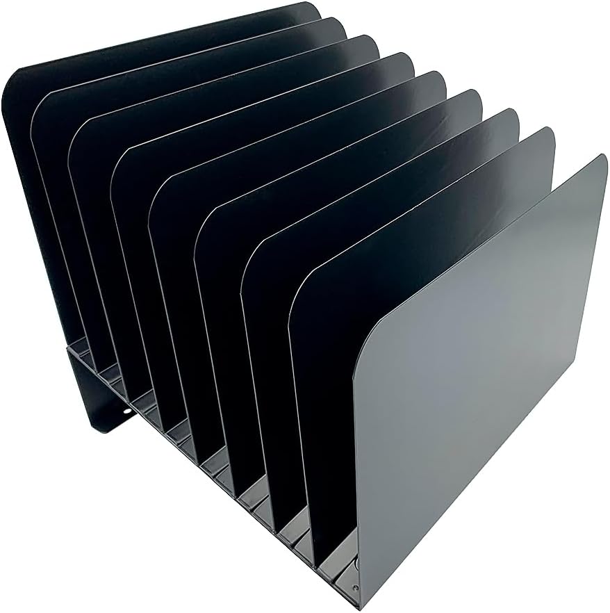 Huron Steel Wire Adjustable Vertical 8-Slot Desk File Binder Organizer Storage