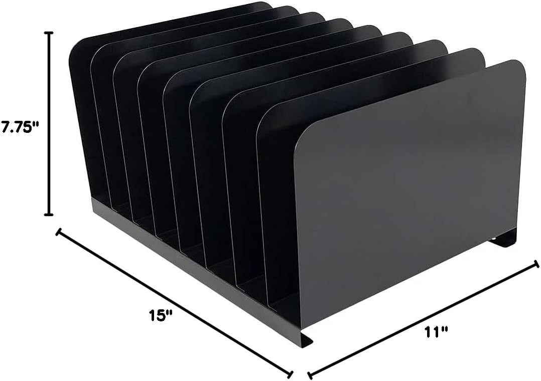Huron Desktop File Binder Organizer Storage Vertical 8 Slot, Black Commercial...