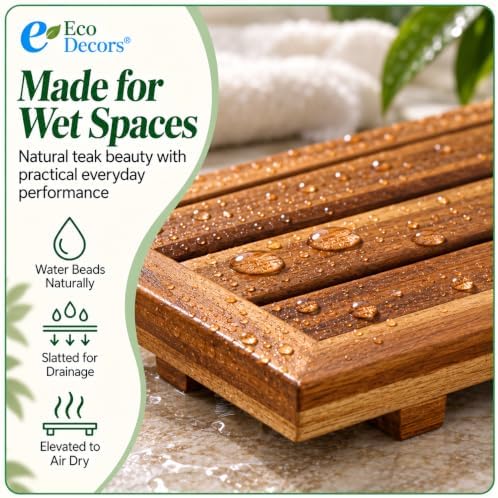 EcoDecors 34" Natural Teak Bath Tray for Tub, Bathtub Table
