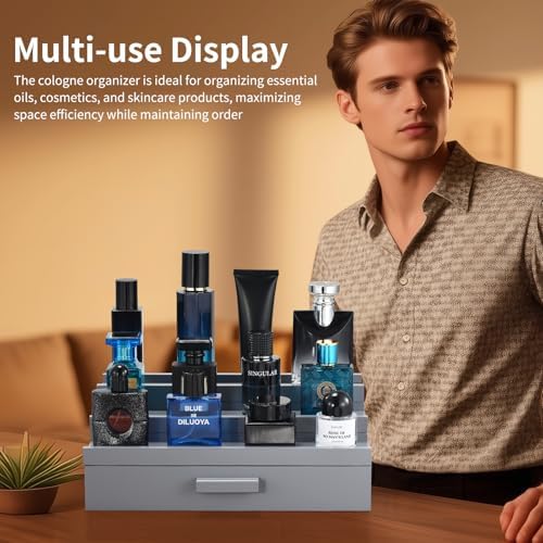 Perfume Organizer for Men,3 Tier Perfume Display Stand,Gray