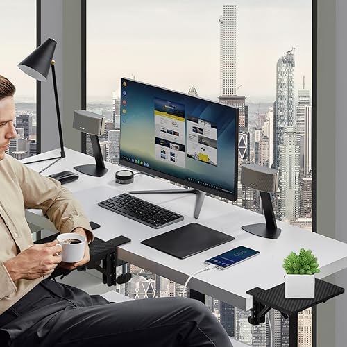 suptek Ergonomics Desk Extender Tray, 9.5"x9.1" Clamp on Table Moun...