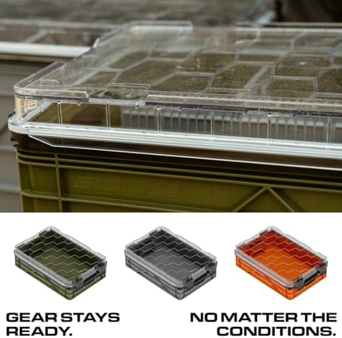 SIDIO Full Size Weather Resistant Stackable Storage Bin with Lids, Green