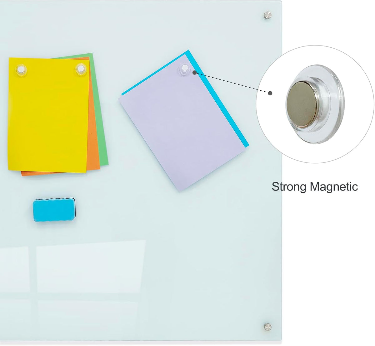 Glass Magnetic Dry Erase Board - 48"x36" Frameless WhiteBoard for Wall