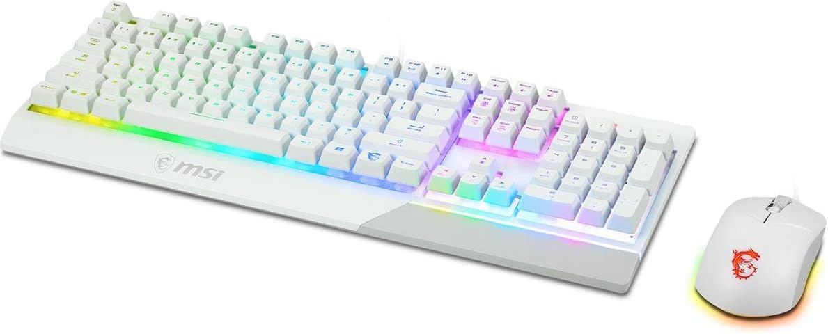 MSI Vigor GK30 Combo White, 6-Zone RGB GK30 Gaming Keyboard & GM11 Gaming...