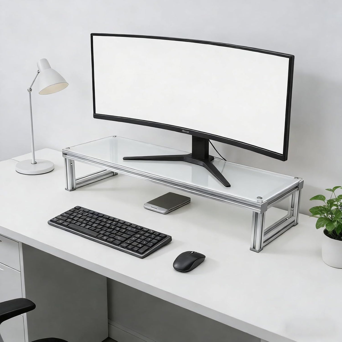 Monitor Stand Riser Acrylic Aluminum, Heavy Duty Ergonomic Screen Stand with ...