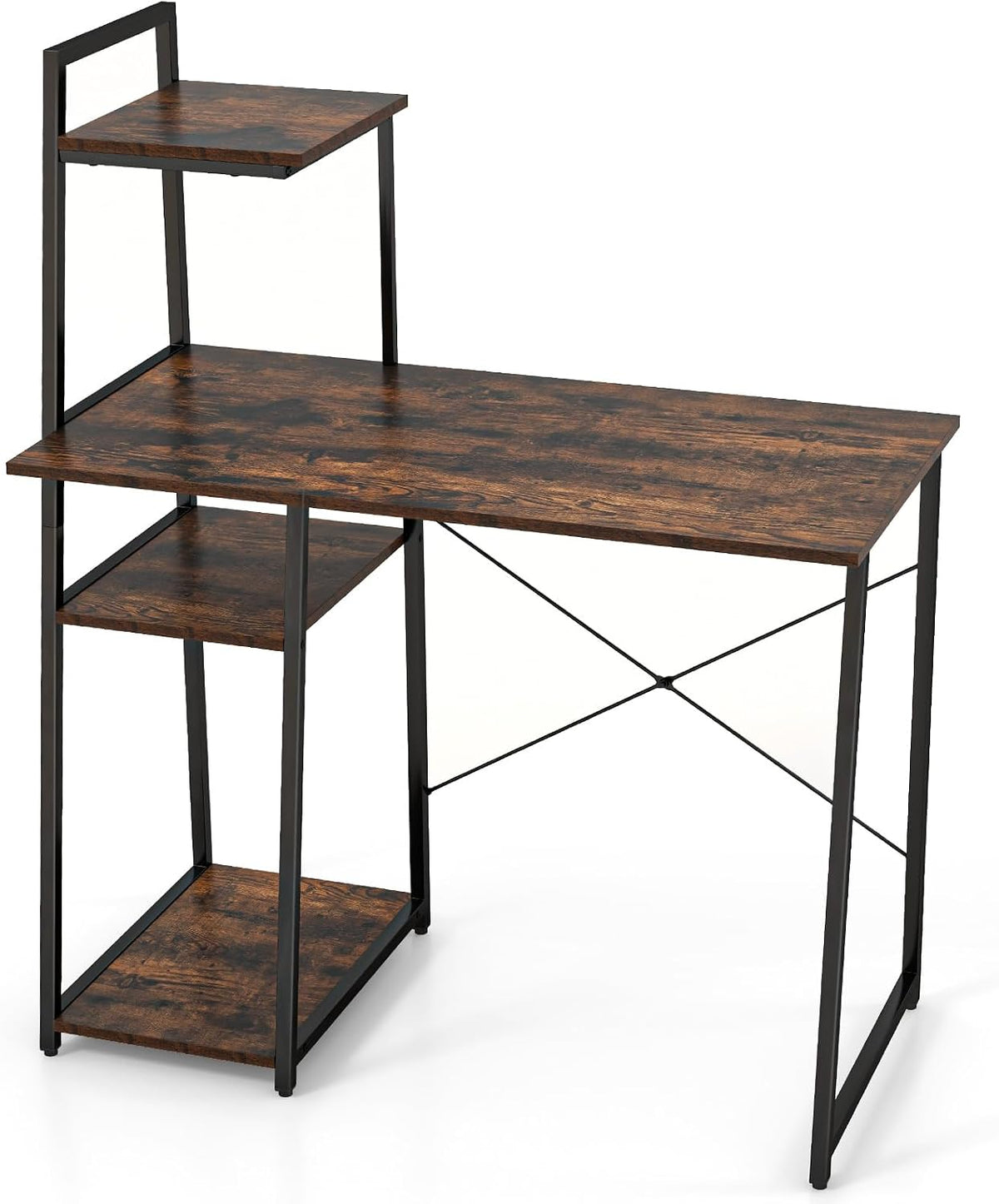 Tangkula Computer Desk with Shelves, Space Saving Home Office Desk with 3-Tie...