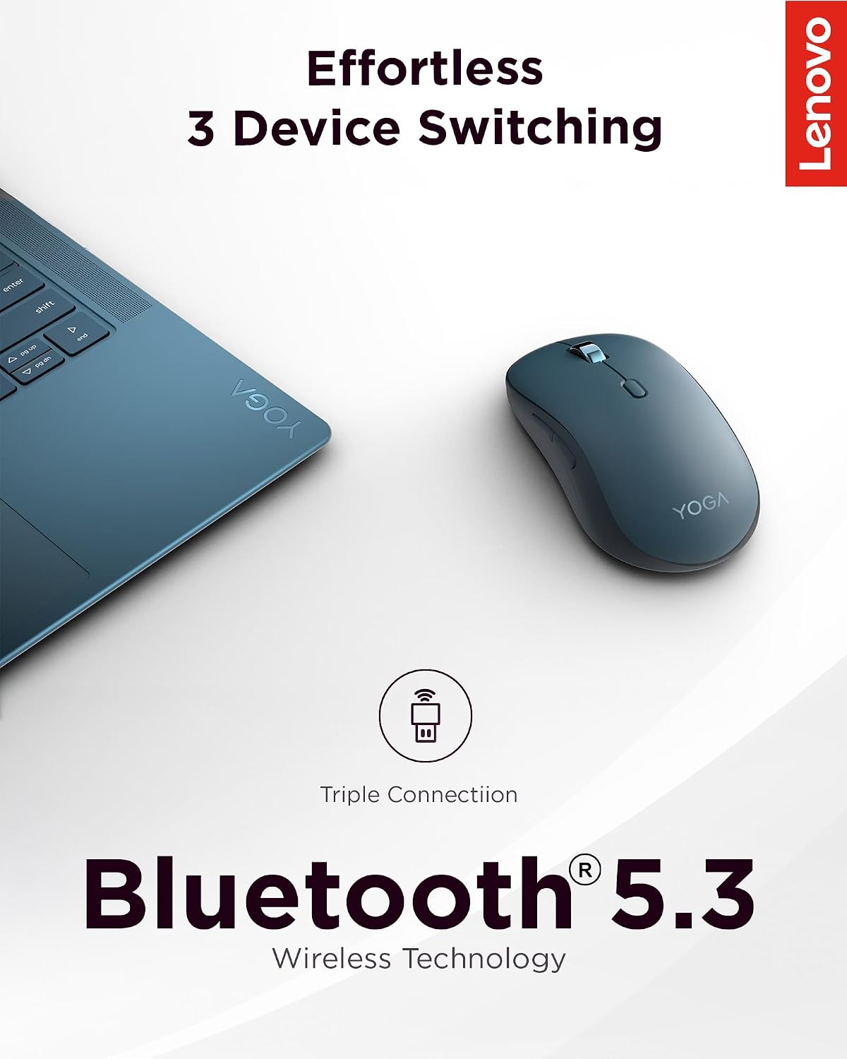 Lenovo Yoga Bluetooth Silent Mouse, 3 Level DPI Adjustment, 36 Month Battery ...