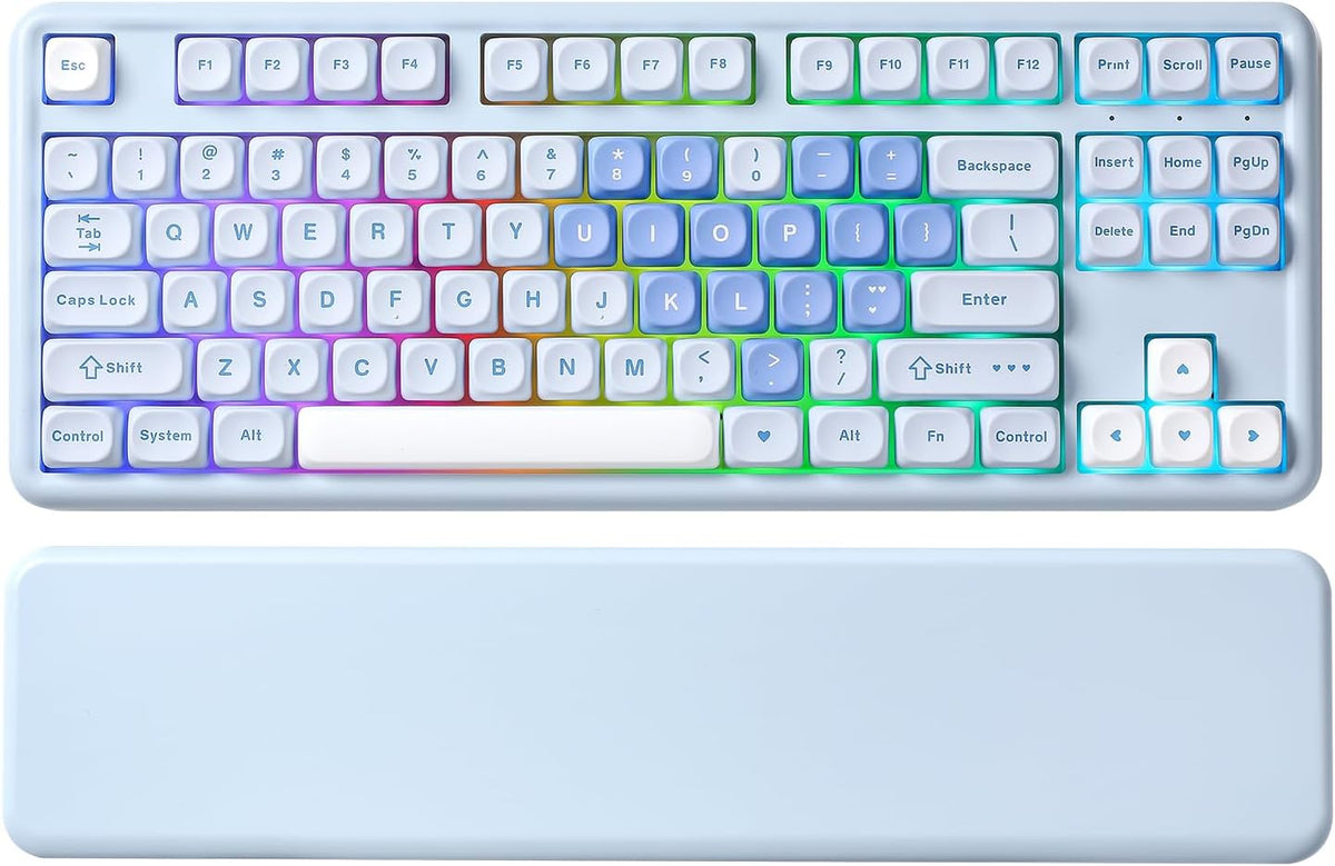 YUNZII B87 TKL Wireless Mechanical Keyboard (Blue Heart,Milk Switch)