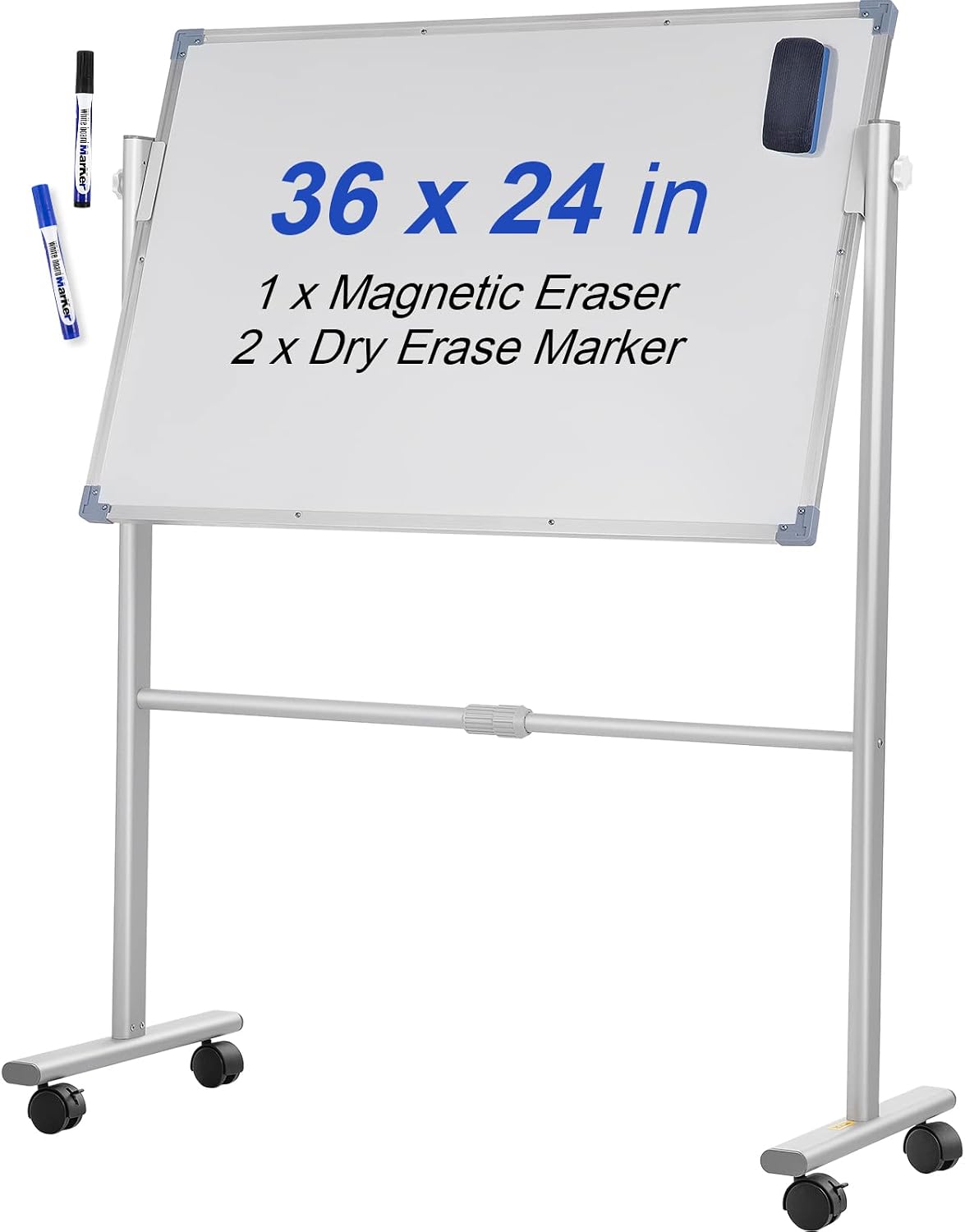 VEVOR Mobile Magnetic Whiteboard, 36 x 24 Inch, Double Sided, 360 Degree Reve...
