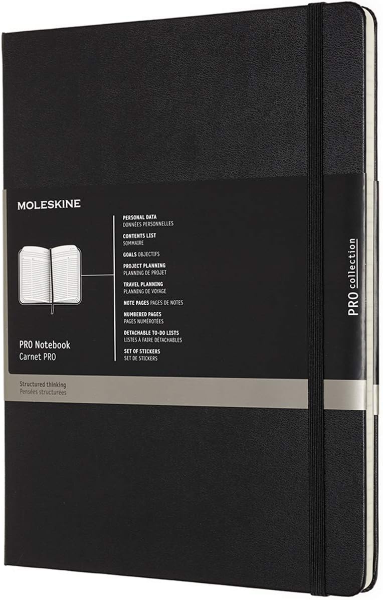 Moleskine Professional Notebook, XL, Black, Hard Cover (7.5 x 9.75)