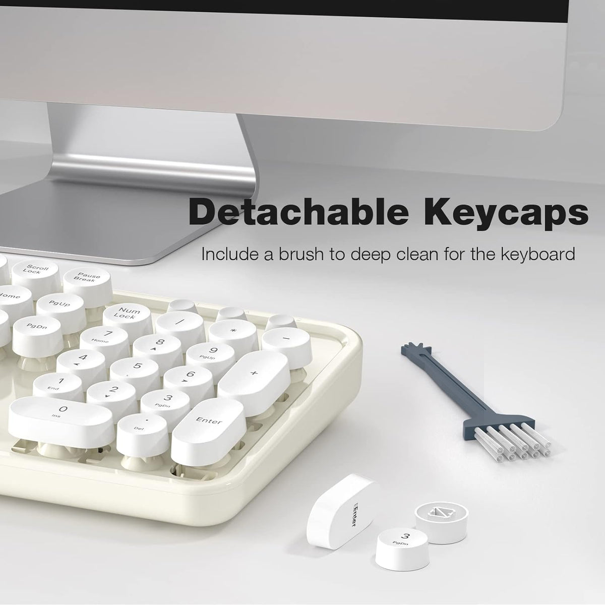 KNOWSQT Wireless Keyboard and Mouse Combo - White-Milky Full-Sized 2.4 GHz 10...