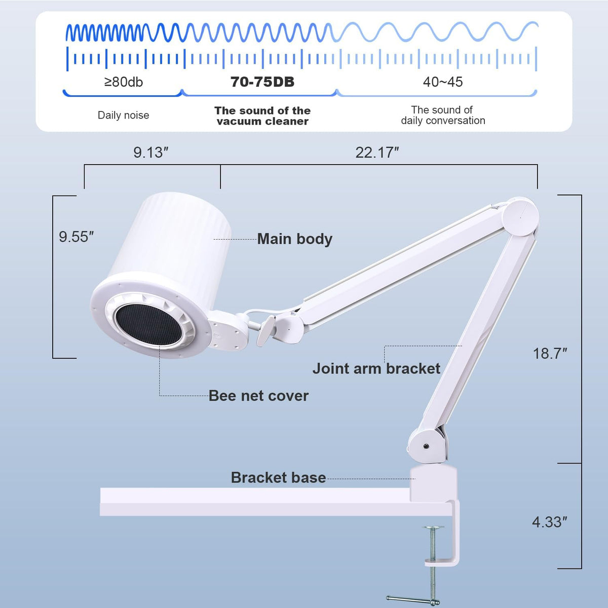 Professional Pedicure Nail Dust Collector, Overhead Nail Tech Manicure Vacuum...