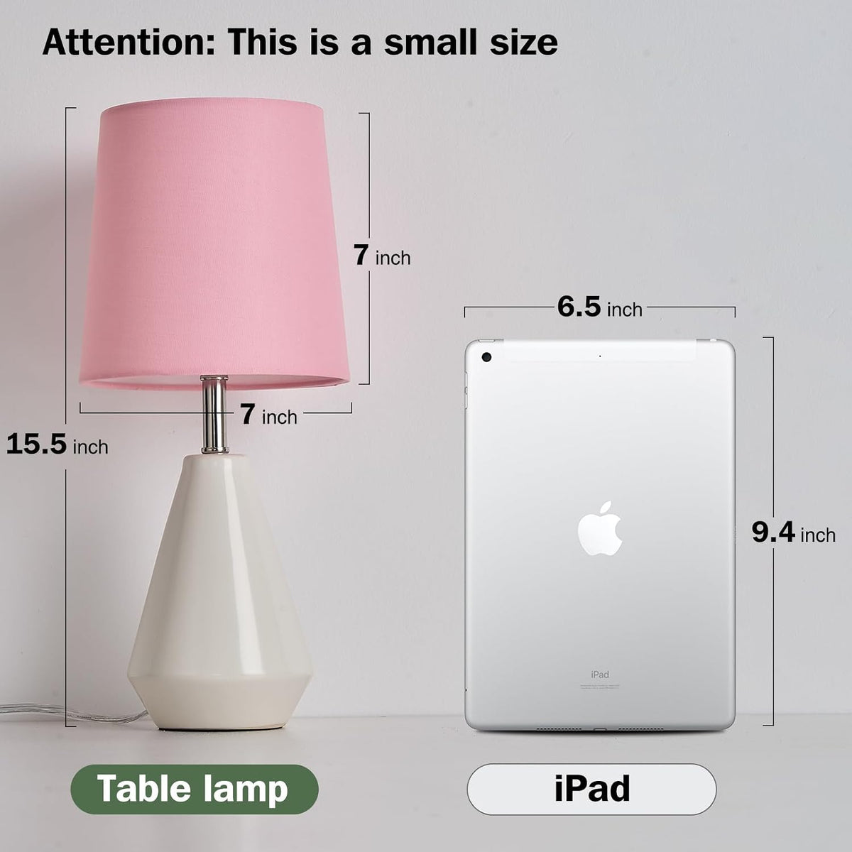 bdayanx15.5" Small Ceramic Table Lamp with 3 ColorTemperatures for Bedroom