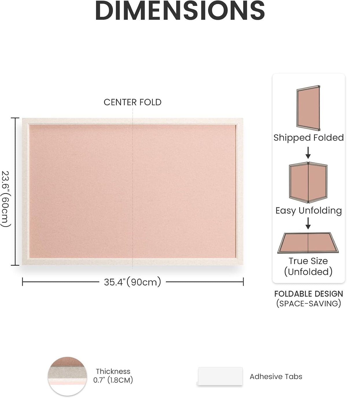 Fluxynara Framed Felt Bulletin Board, 35.4" x 23.6", Pink