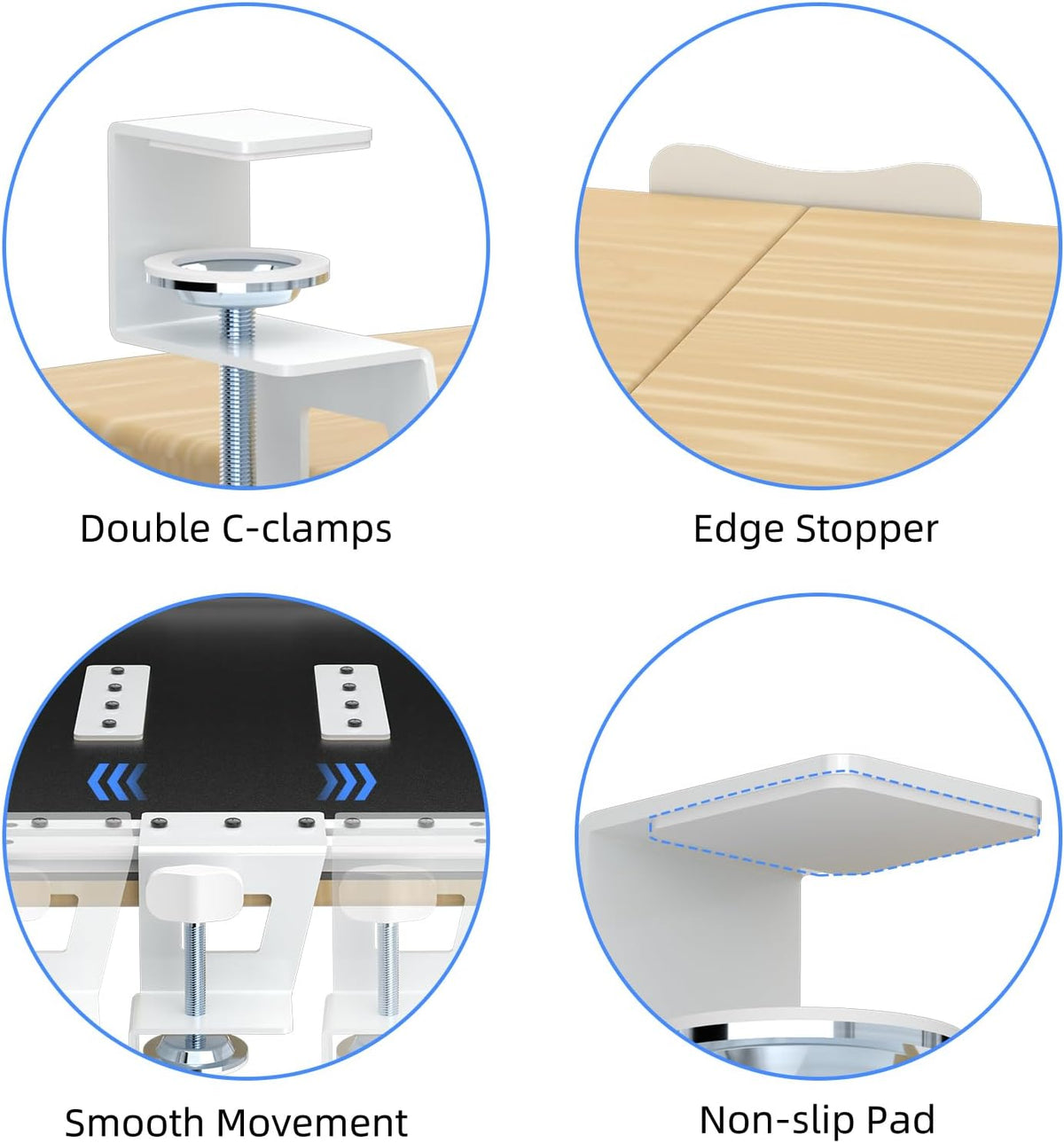 suptek Keyboard Tray Under Desk Pull Out with C Clamp Mount, Computer Keyboar...