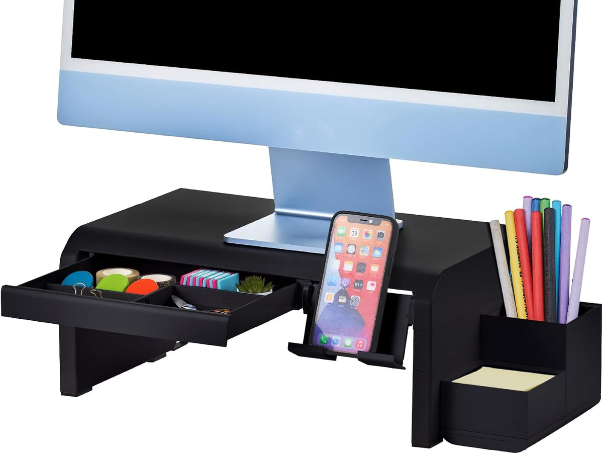 Bostitch Konnect Adjustable Monitor Riser with Drawer, Cell Phone Stand &...