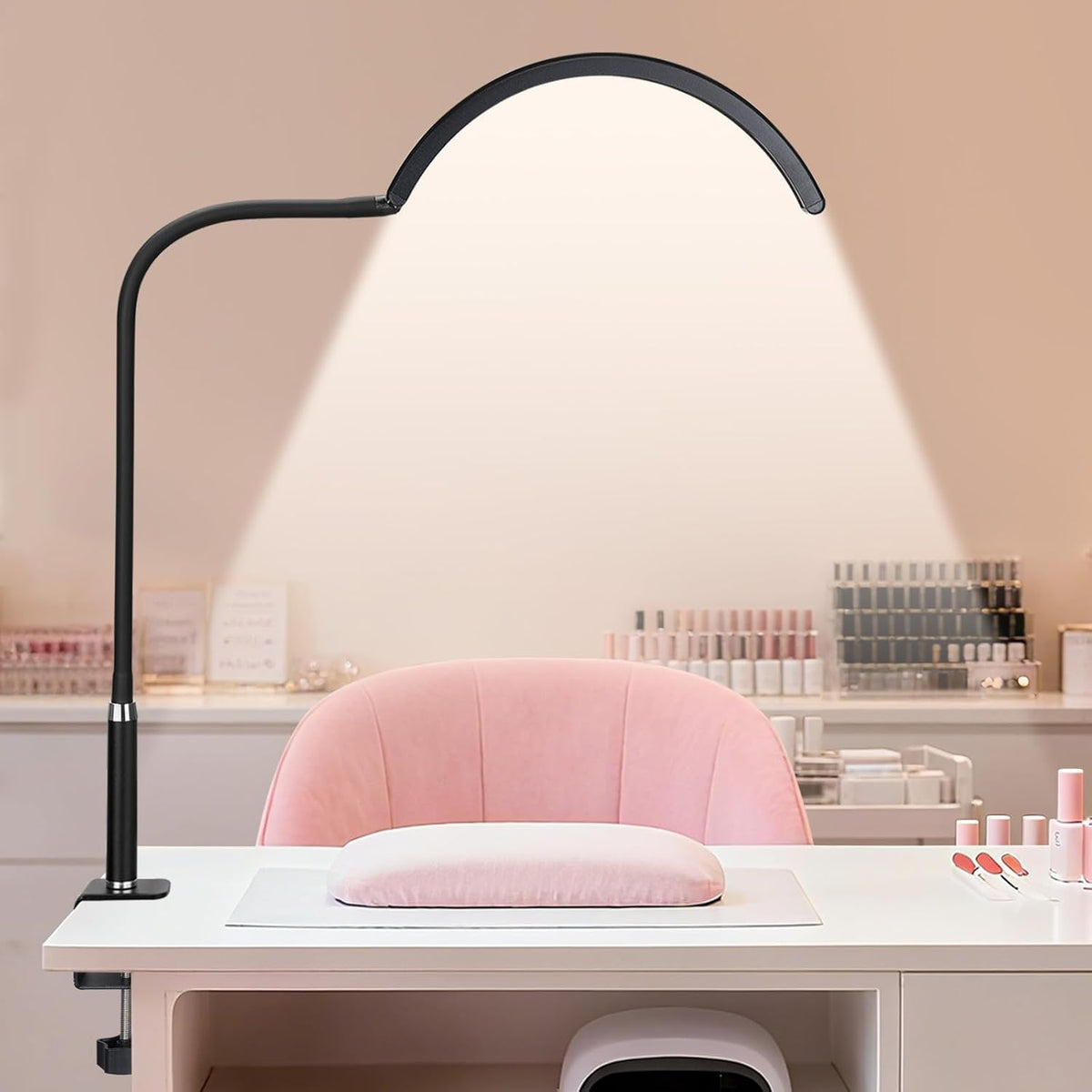 Professional Half Moon LED Desk Light for Nail Techs & Artists – Flexible...