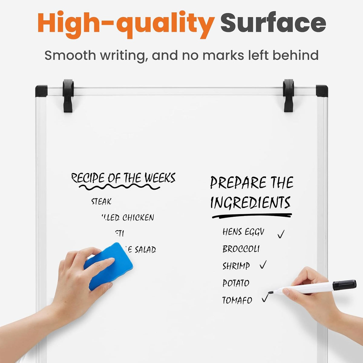 Sweetcrispy 36"x24" White Board, Magnetic Whiteboard, Easel Stand