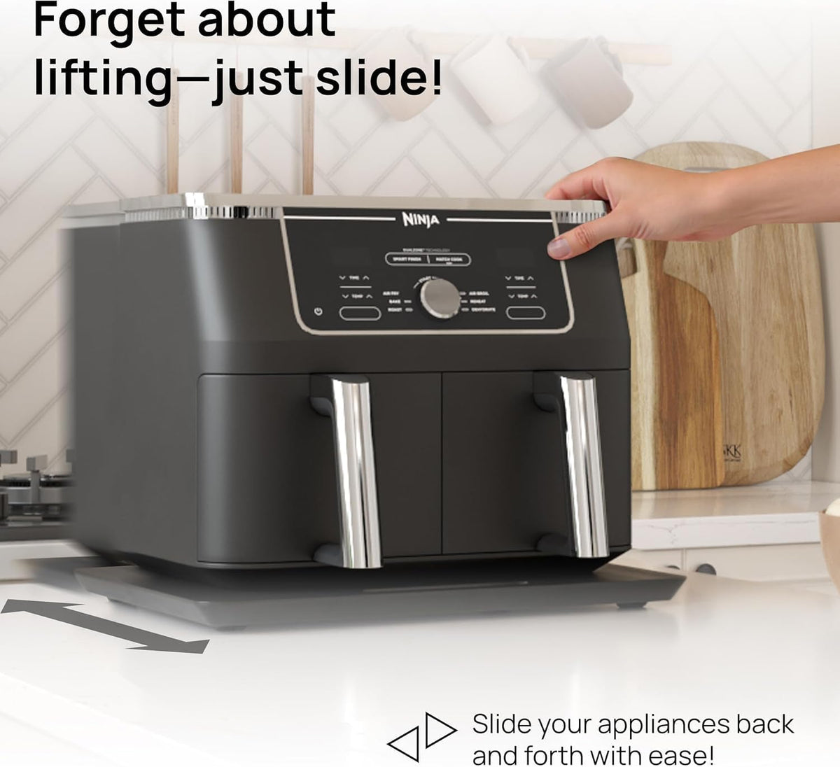 Ibyx Appliance Slider, Sliding Tray for Coffee Maker, 16x13 in, Black