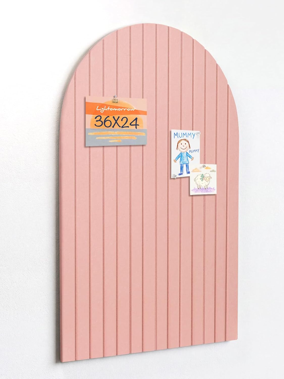 Arched Felt Bulletin Board, 35.4 x 23.6 Striped Pin Board for Wall