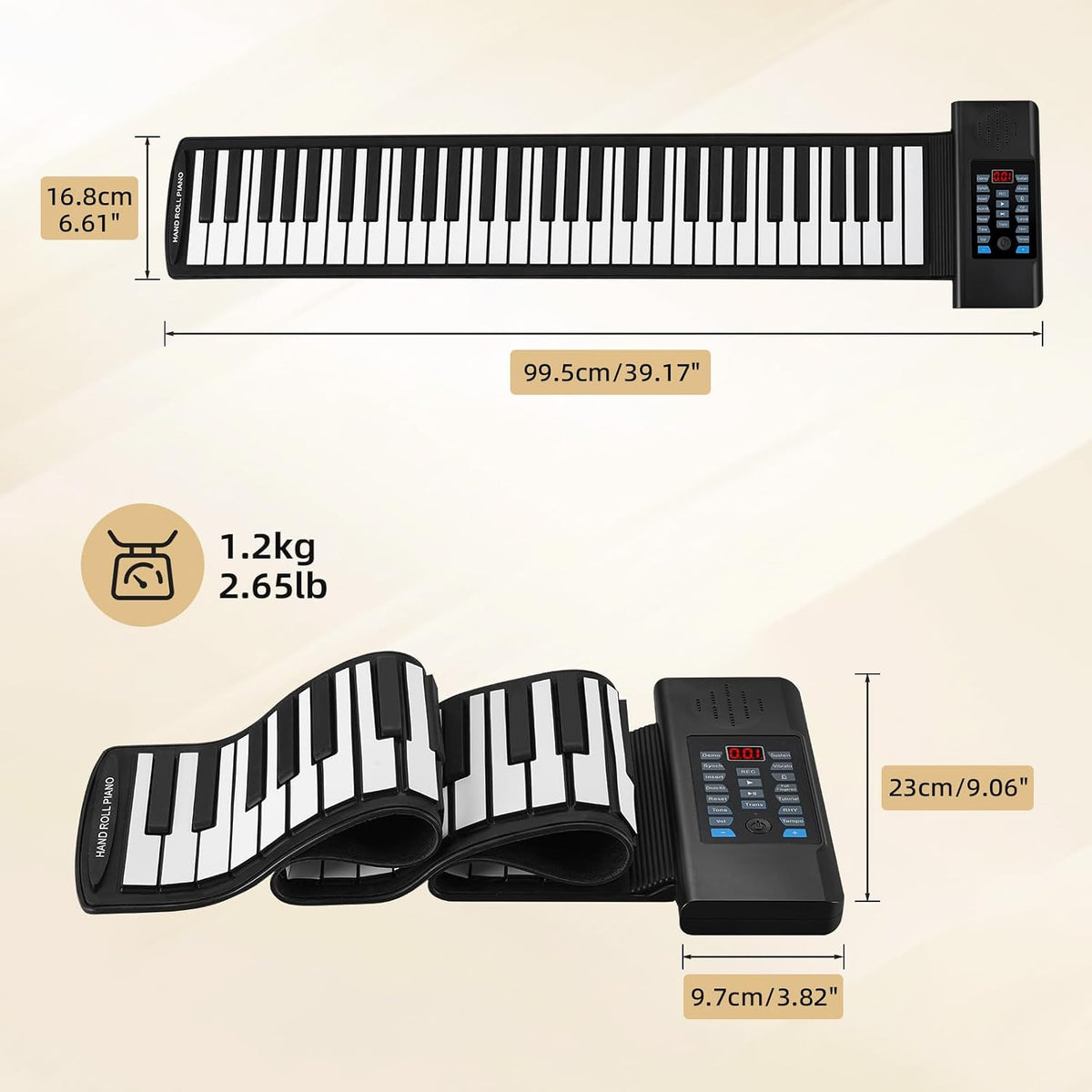 POGOLAB 61 Keys Roll Up Keyboard Piano, Portable Electric Foldable Piano with...