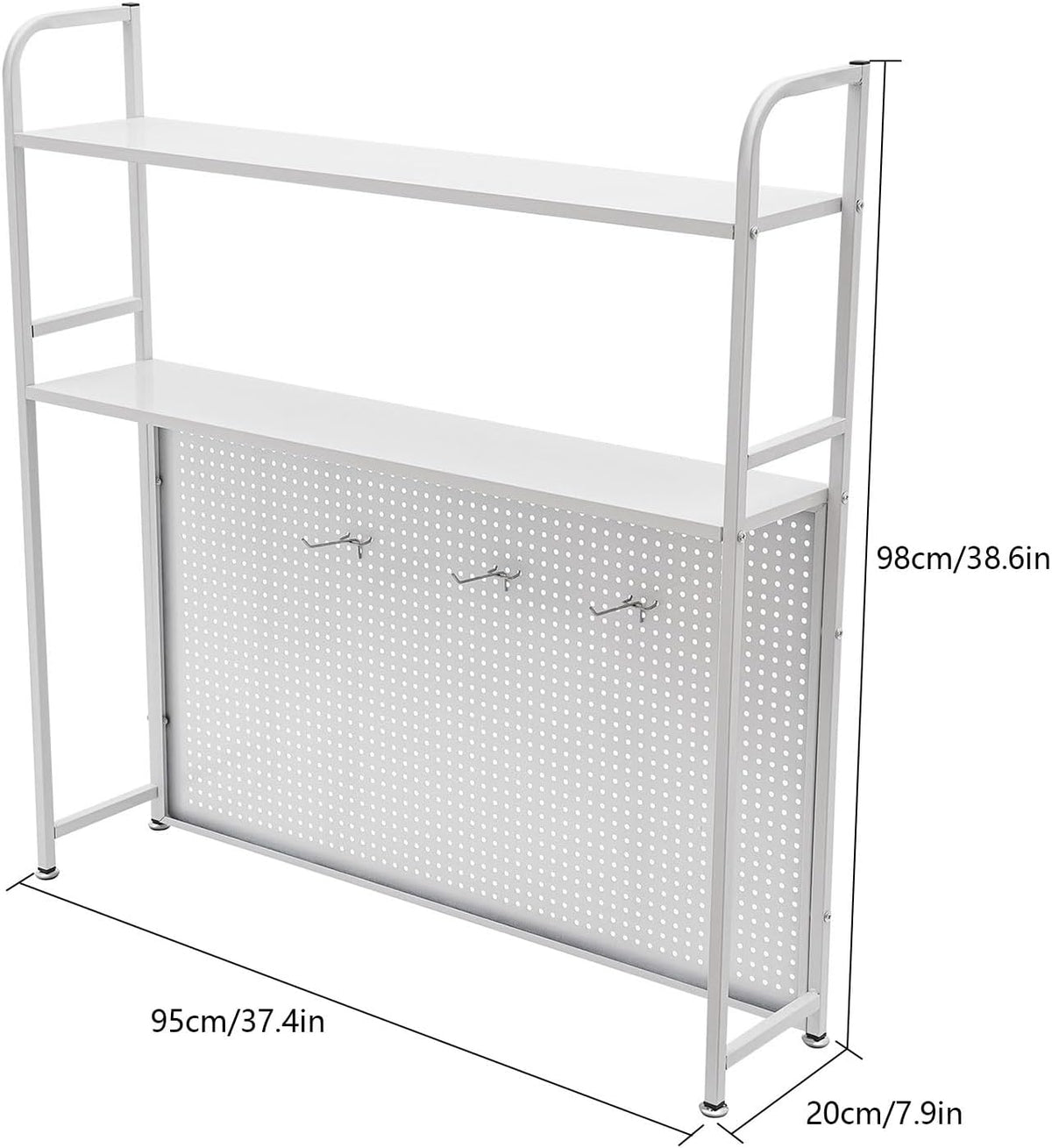 2 Tiers Freestanding Desk Bookshelf, 38 Inch Desktop Bookcase Display Shelf R...