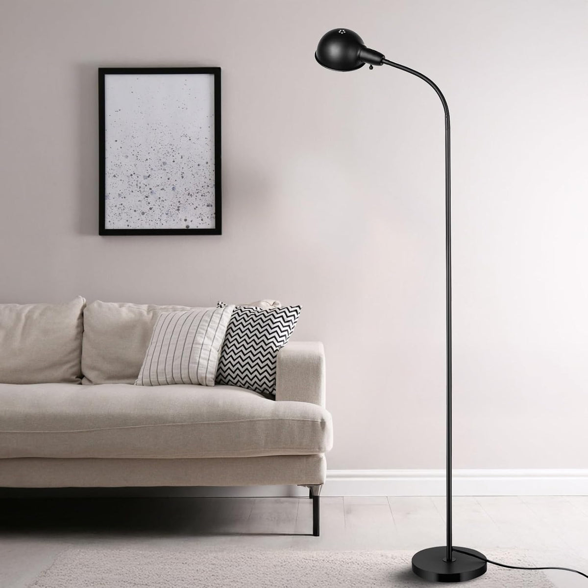 LALISU Modern Metal Reading Standing Floor Lamp with Rotatable Shade, Black