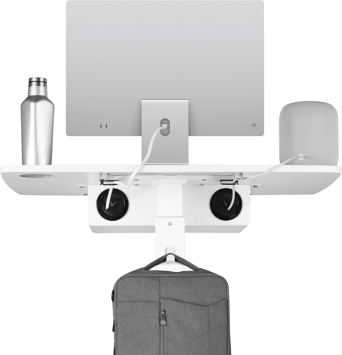 AVLT 44" Height Adjustable Foot Pedal Rolling Desk with Shelf White