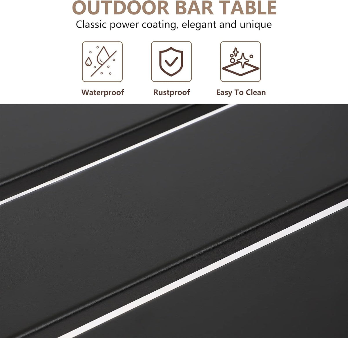 Outdoor Bar Table, Patio Counter Height Bar Table, 55" Rectangle Bar Tab...