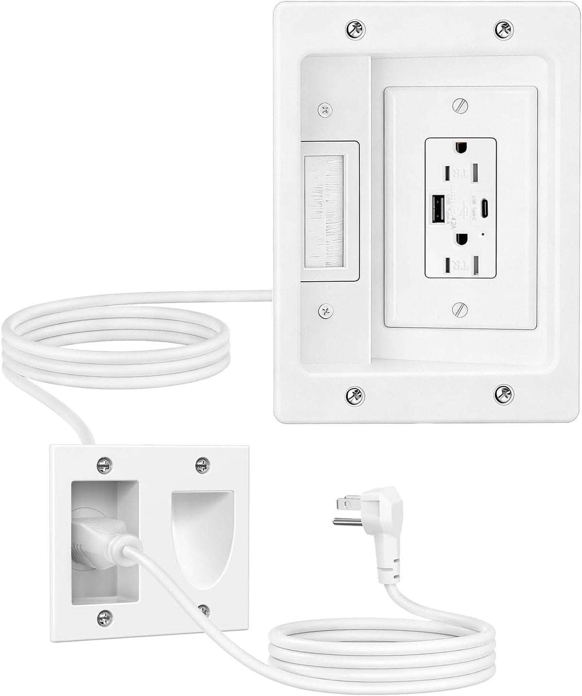 FORGING MOUNT TV Cord Hider for Wall Mounted TV with 2 AC Outlets,USB-A/USB-C...