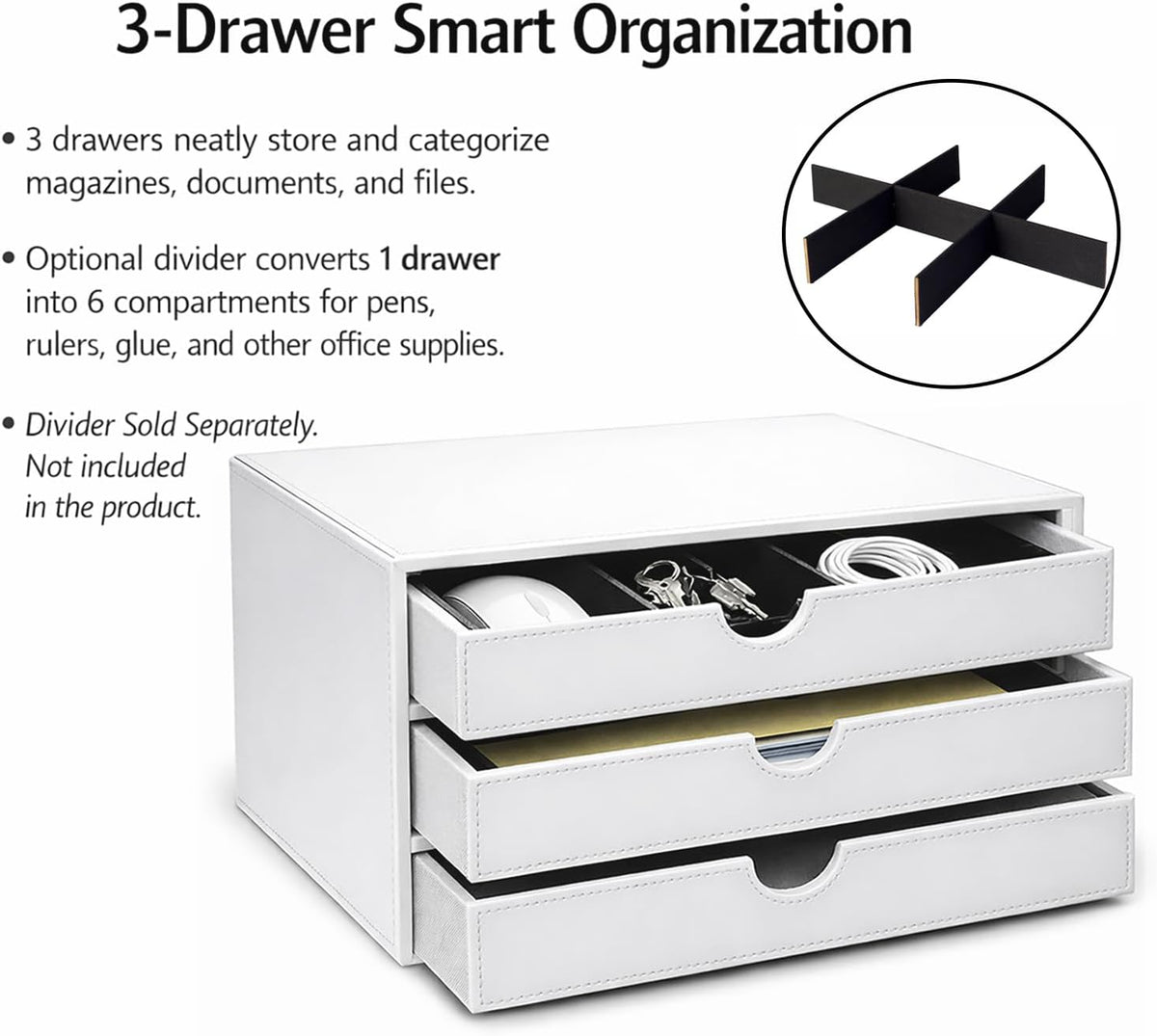 UnionBasic Document Organizer, 3-Drawer File Cabinet Document Storage Box, Of...