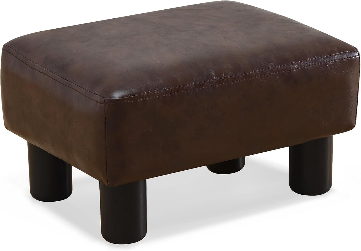 LUE BONA Small Rectangle Foot Stool, PU Leather Fabric Footrest Ottoman with ...