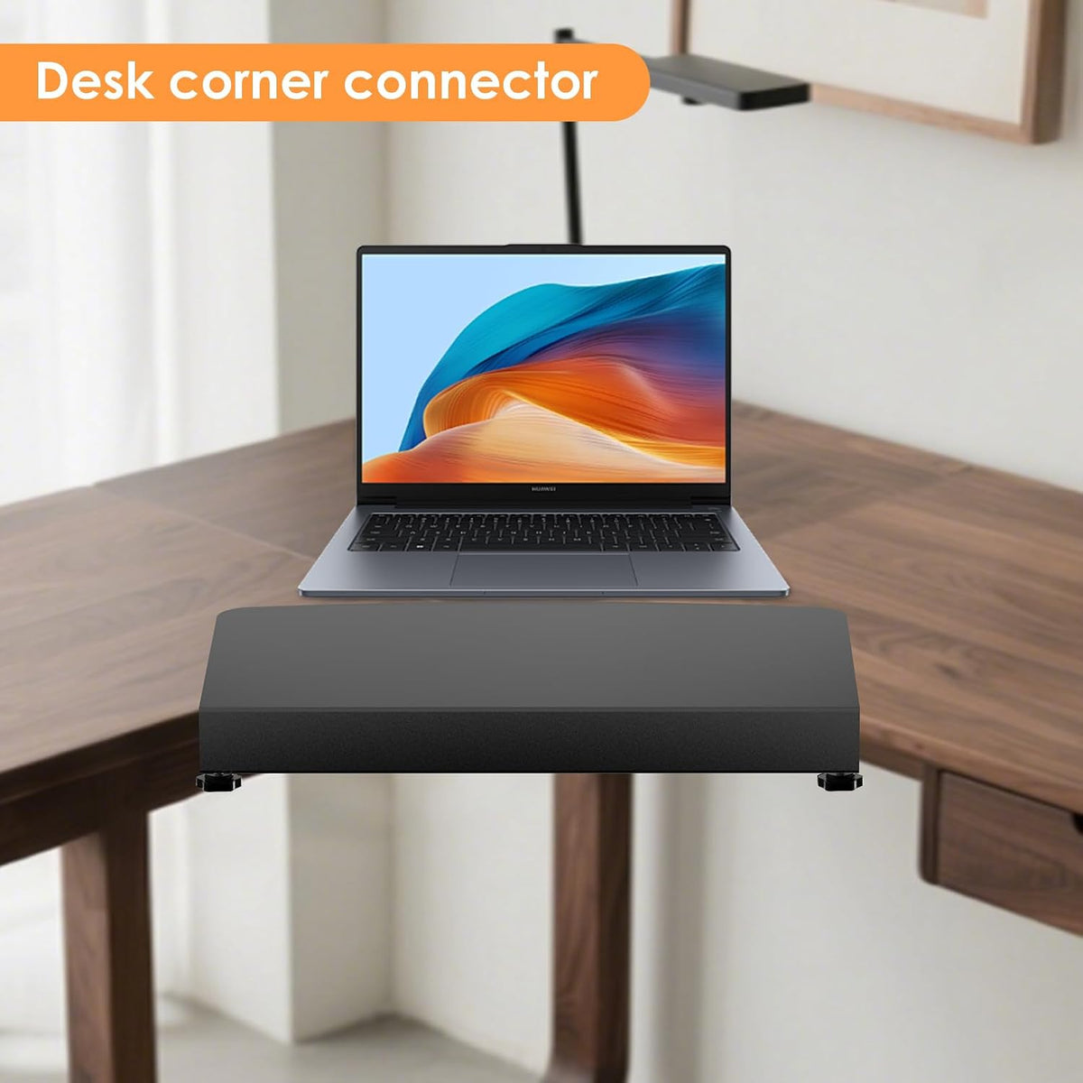 17 inch Clamp-on Corner Desk Connector Sleeve Plate, L Desk Platform Extender...