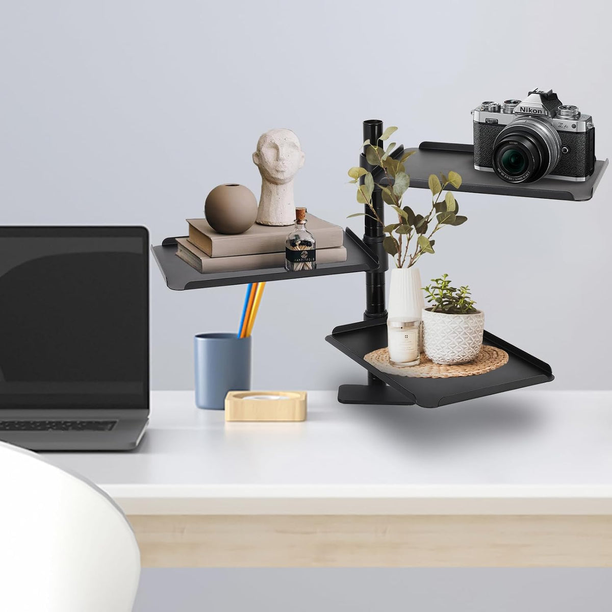 Desk Extender, 3 Tier Desk Clamp Shelf, Adjustable Clamp on Desk Shelf