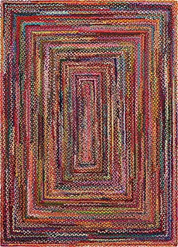 Unique Loom Braided Chindi Collection Area Rug - Layer (8' x 11' Rect...