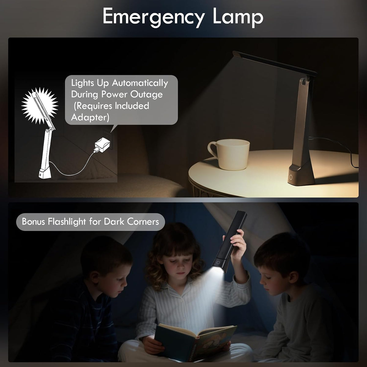 WILIT Rechargeable LED Desk Lamp with Torch Light for Office Home,Cordless Ba...