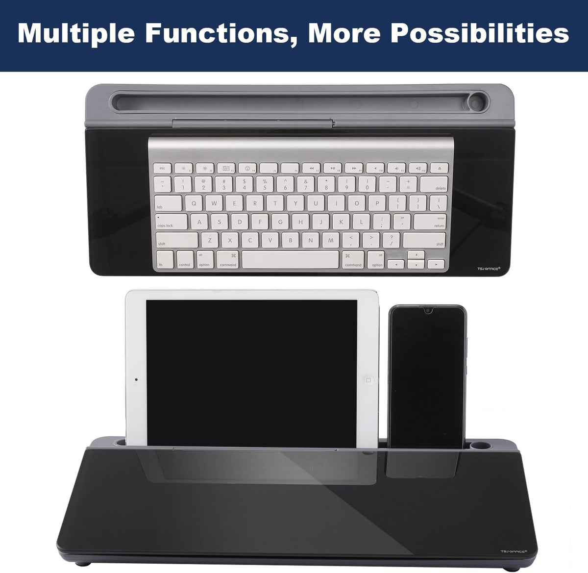 TSJ OFFICE Desktop Whiteboard Dry-Erase-Board - Computer Keyboard Stand White...