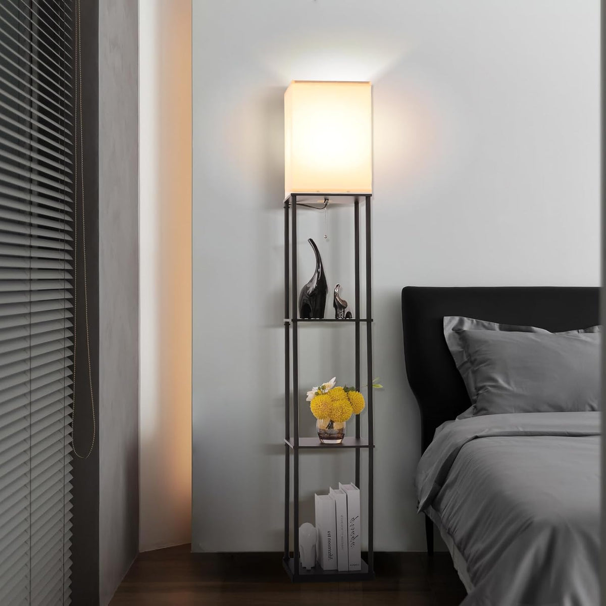 Gupuzm Floor Lamp with Shelves, Modern Square Standing Lamp with 3 Color Temp...