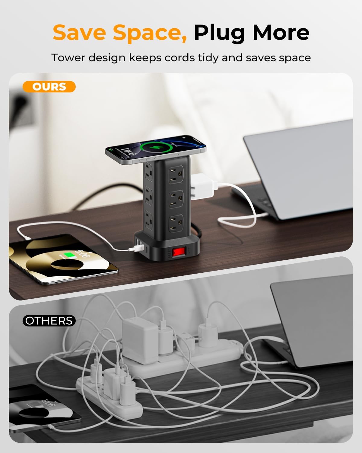 Power Strip with 12 Outlets 4 USB (1 USB C), 10Feet Extension Cord with Multi...