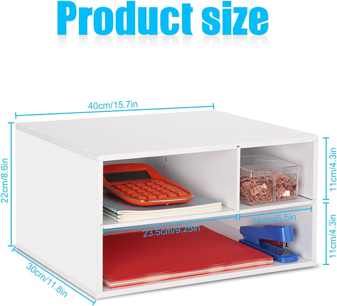 EMERIT Printer Stand Shelf with Storage Wood Desk Paper Organizer for Home/Of...