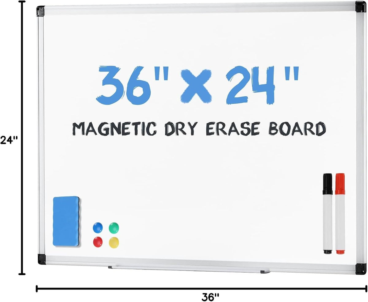 DUMOS Magnetic White Board Kit for Wall 36" x 24", Dry Erase Board ...