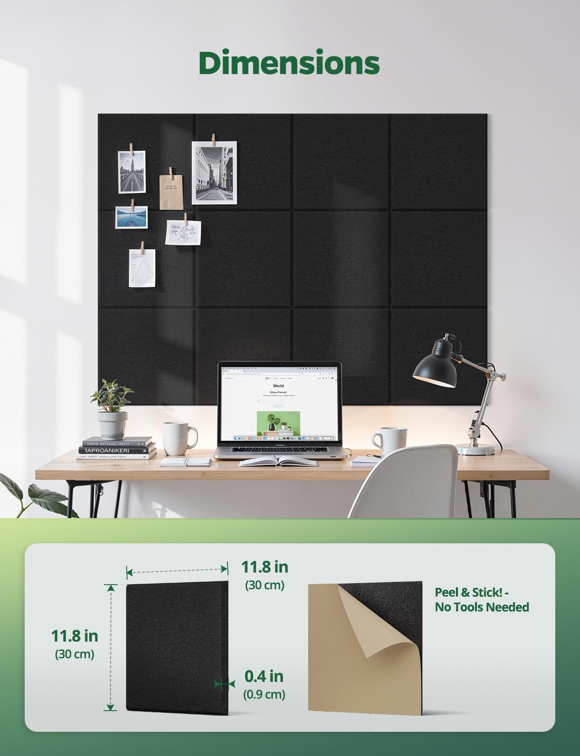 Large Bulletin Board 48" x 36", 12 Pack Blcak Cork Boards for Walls...