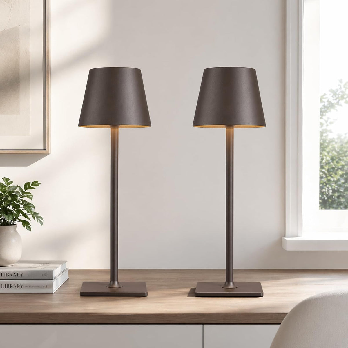 Yogaret Cordless Table lamp Brown 2pack for Restaurant Home Dinner Dining Kit...