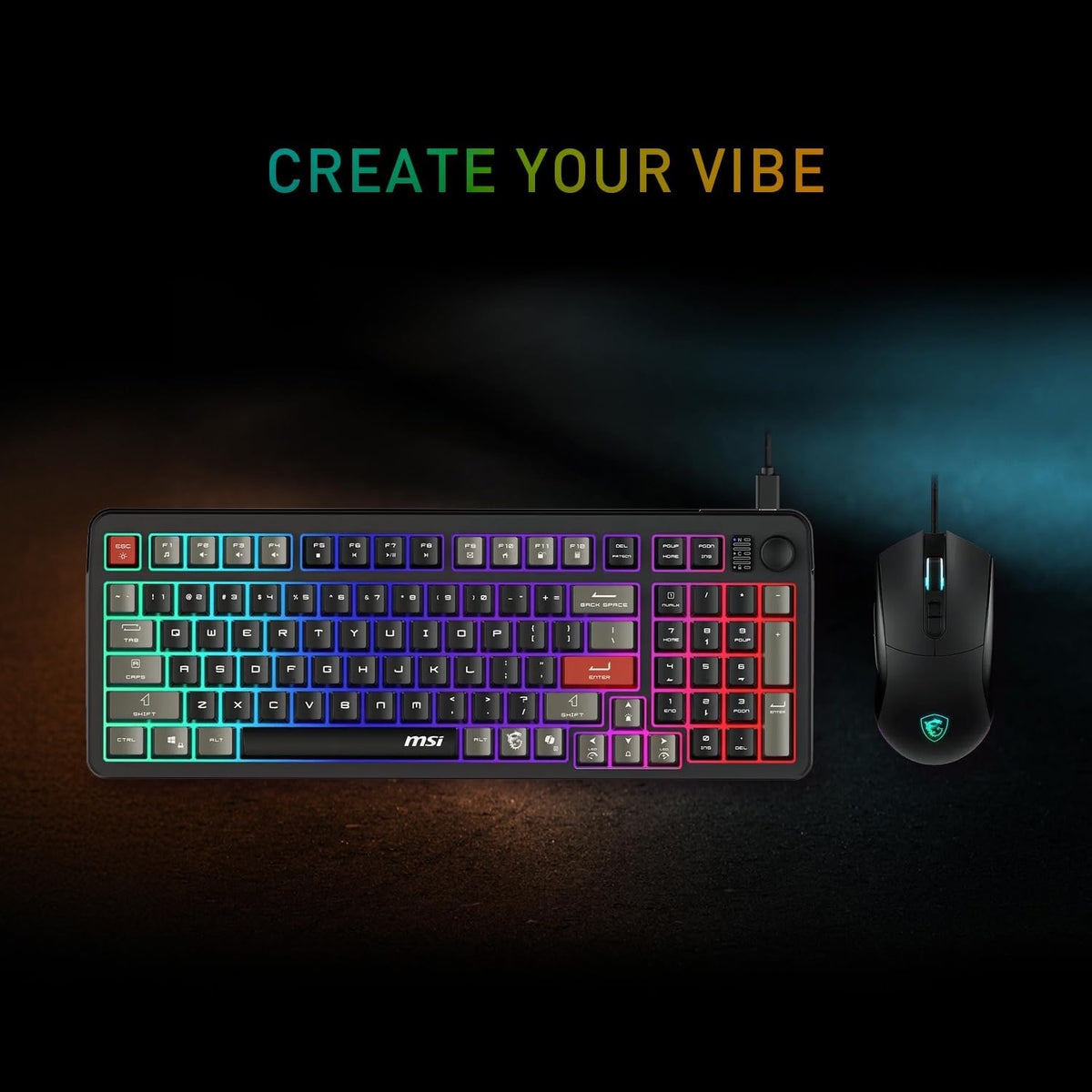 MSI Forge GK110 Combo US – Gaming RGB Keyboard & Mouse Set, 26-Key Anti-G...