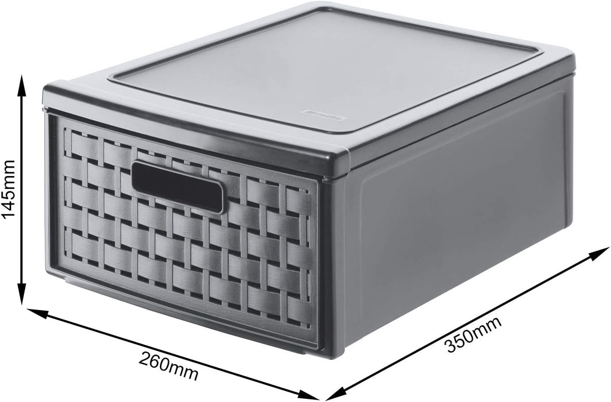 Rotho Country Box 8.3l with 1 Drawer in Rattan-Look, Plastic (PP) BPA-Free, A...