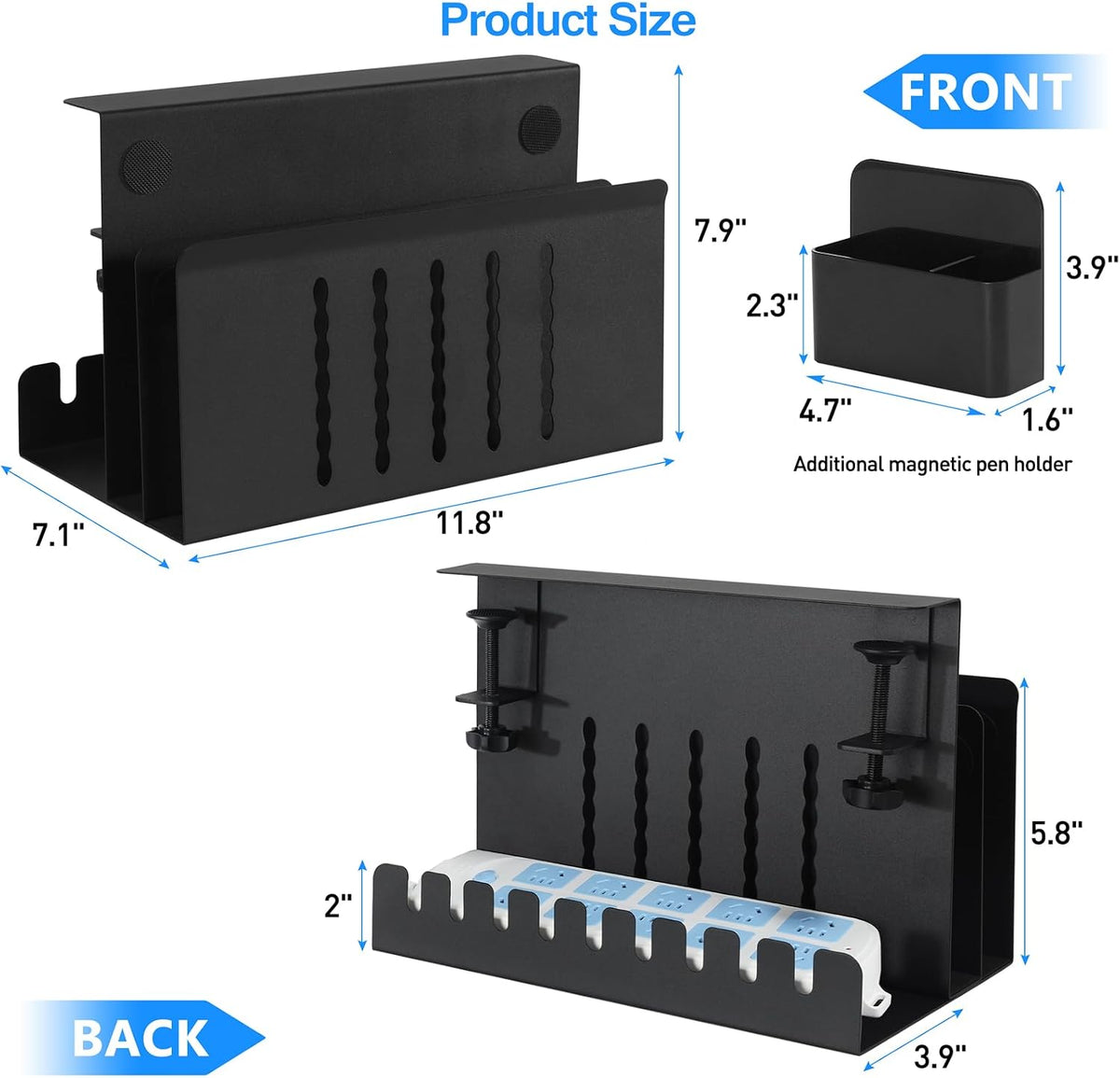MAXECHO Desk Side Storage, Under Desk Laptop Mount, Table Side Hanging File O...