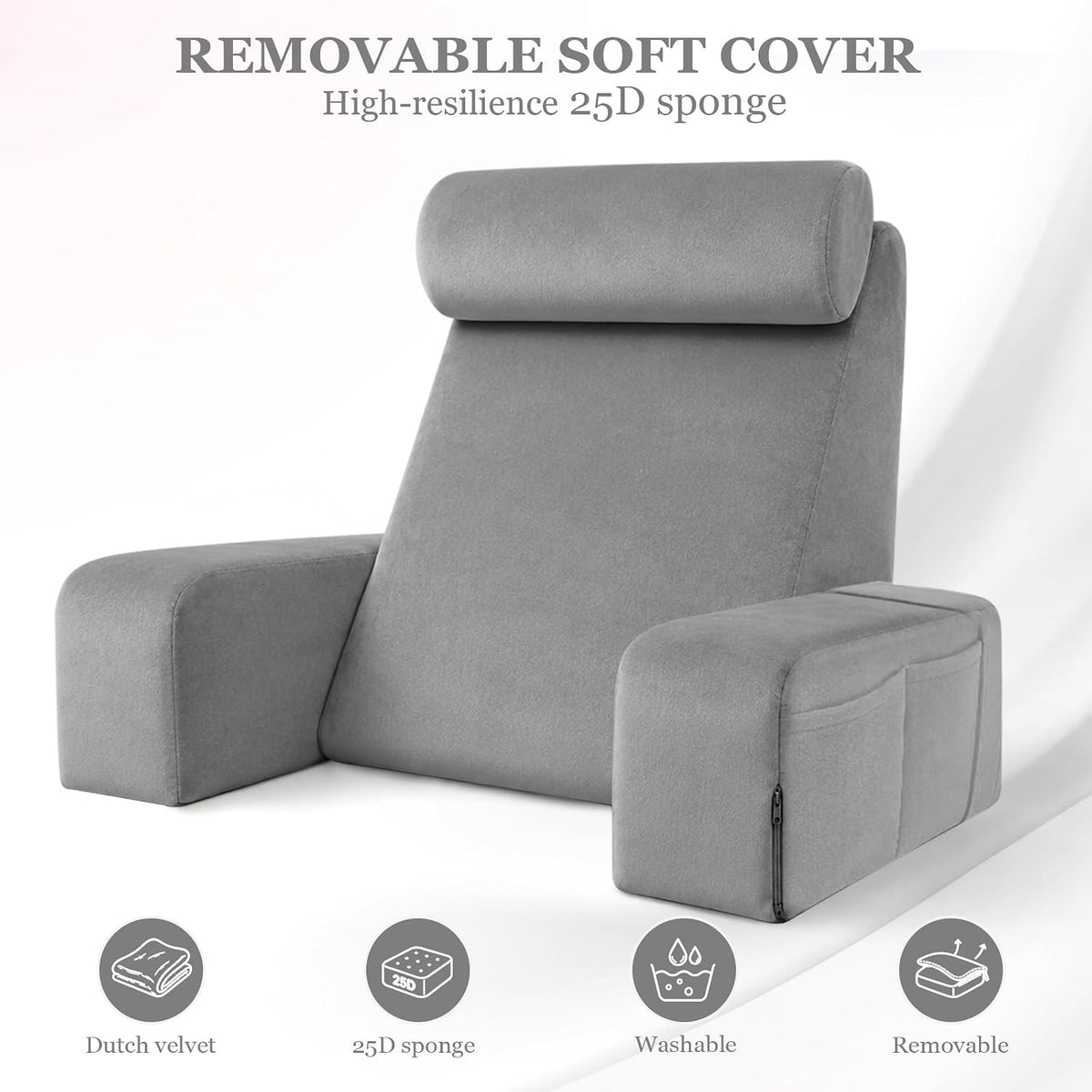 Pillow for Bed Sitting Up,Together with Tablet Pillow Stand,Reading Pillow wi...