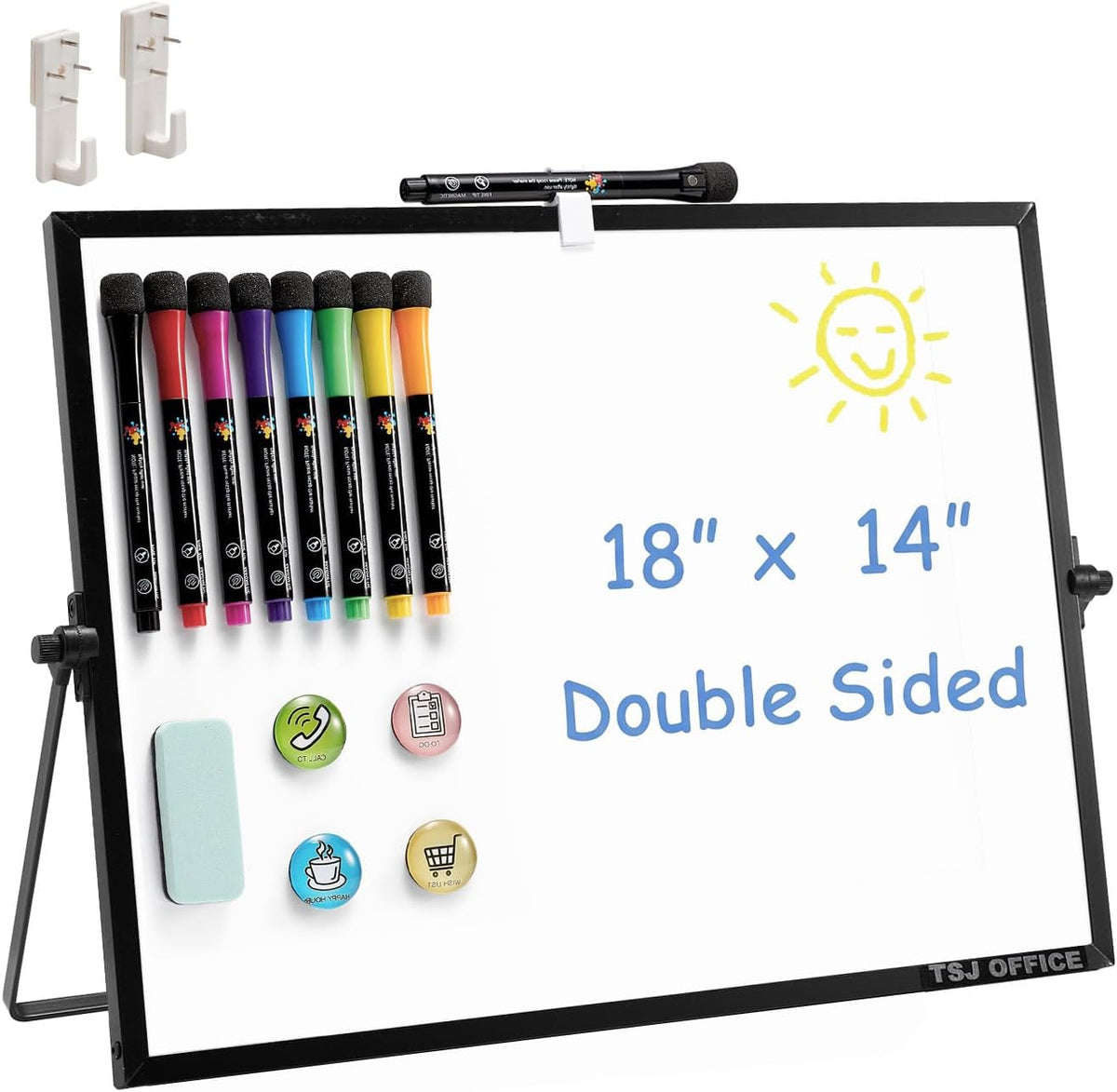 TSJ OFFICE Small White Board - 18 X 14 Inches Black Framed Dry Erase Board